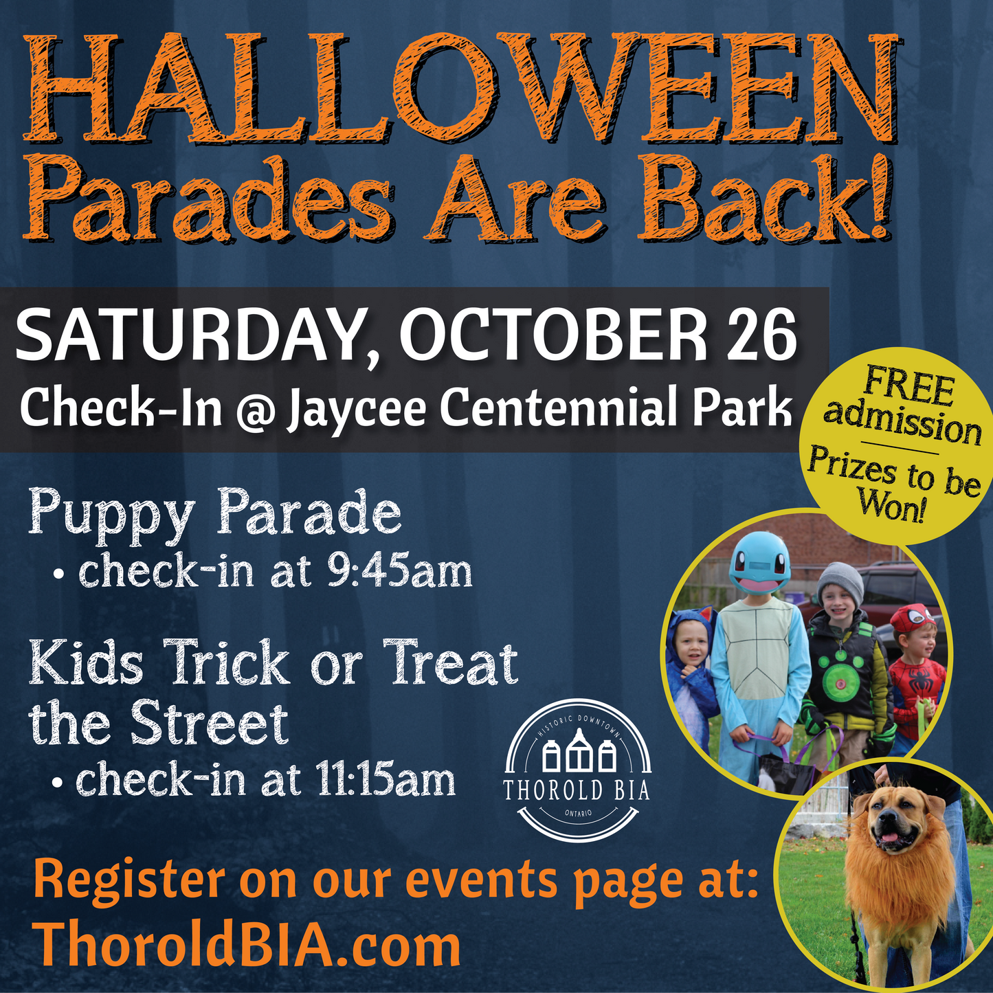 Canine Costume Contest & Puppy Parade - It's free but registration is required.